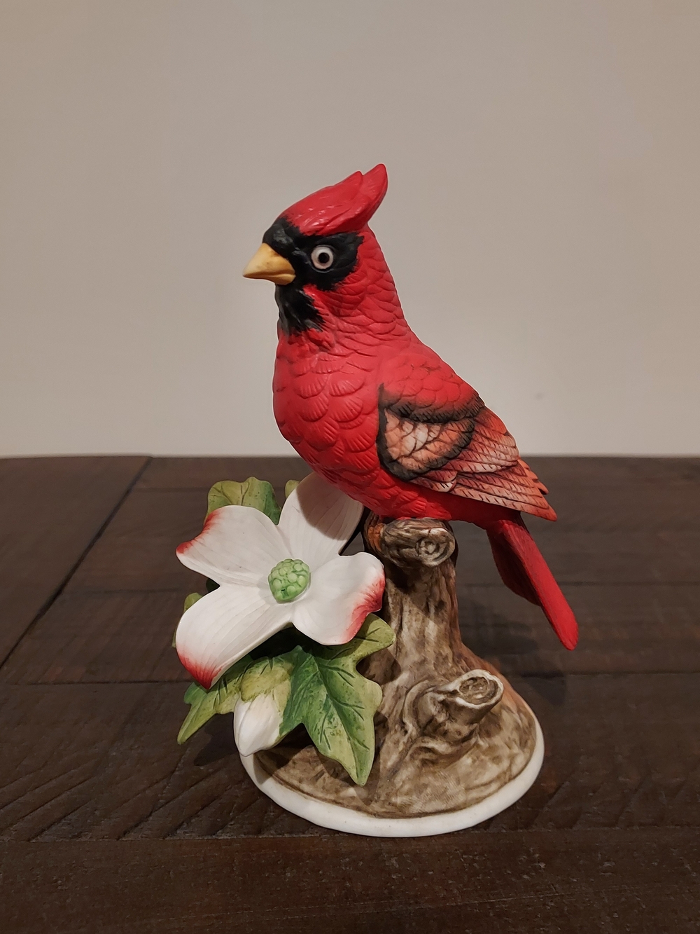 Andrea By Sadek Red Cardinal on Floral Perch Figurine 9606